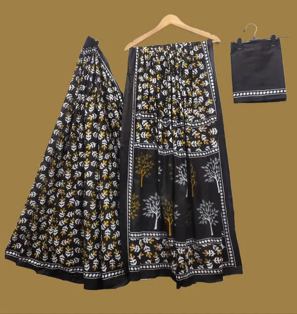 HANDICRAFT_WOMEN'S_Ikkat_PRINT_PURE_SOFT_COTTON_SAREE_WITH_BLOUSE_PIECE_With_Blouse_Piece