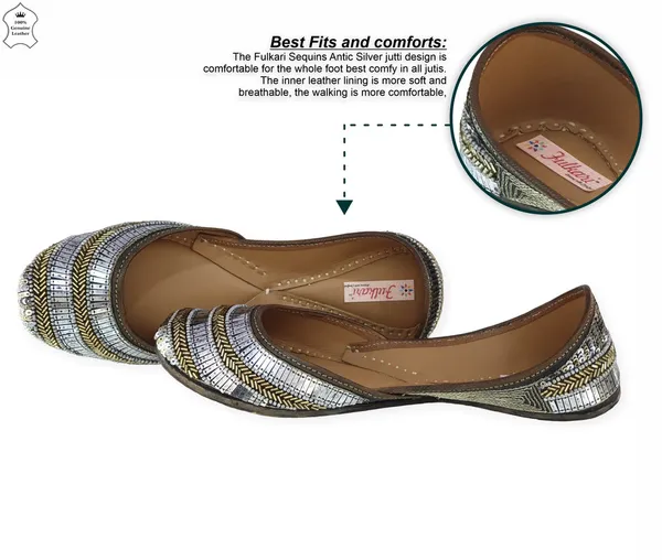 Fulkari Women's Blossom Magenta Gold Soft Leather Embroidered