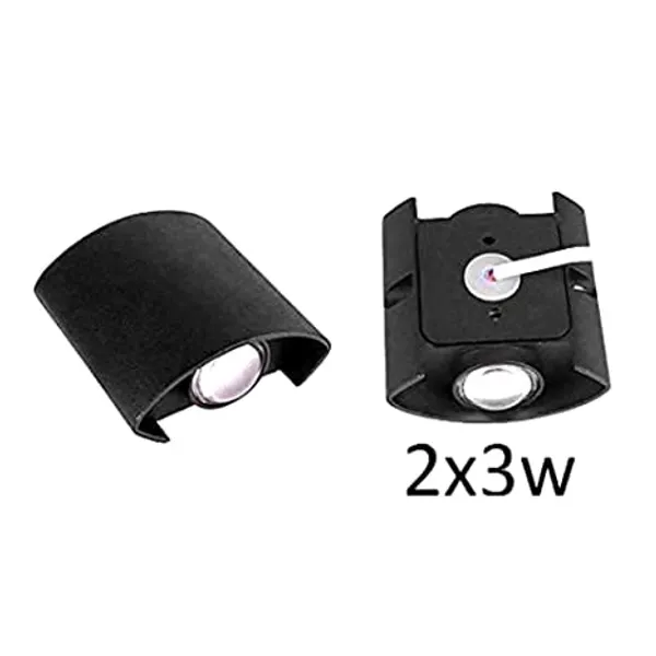 2_Watts_2_Ray_Oval_Up-Down_Outdoor_LED_Outdoor_Waterproof_IP65_Exterior_Wall_Step_Light_Fixture_Waterproof_Lamp_(Warm_White,_Black_Body)