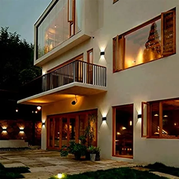 2_Watts_2_Ray_Oval_Up-Down_Outdoor_LED_Outdoor_Waterproof_IP65_Exterior_Wall_Step_Light_Fixture_Waterproof_Lamp_(Warm_White,_Black_Body)