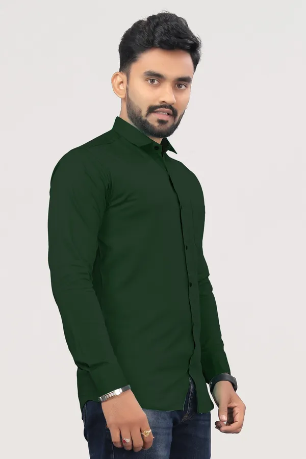 Dark_Green_Pure_Cotton_Solid_Full_Sleeve_Casual_Wear_Shirt