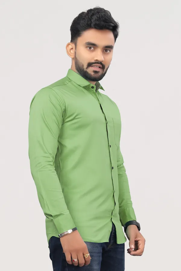 Light_Green_Pure_Cotton_Solid_Full_Sleeve_Casual_Wear_Shirt