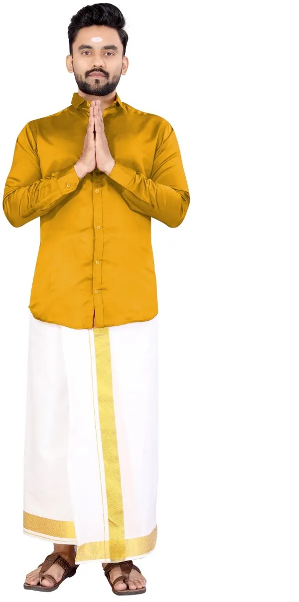 Yellow_Lycra_Blend_Solid_Full_Sleeve_Casual_Wear_Shirt