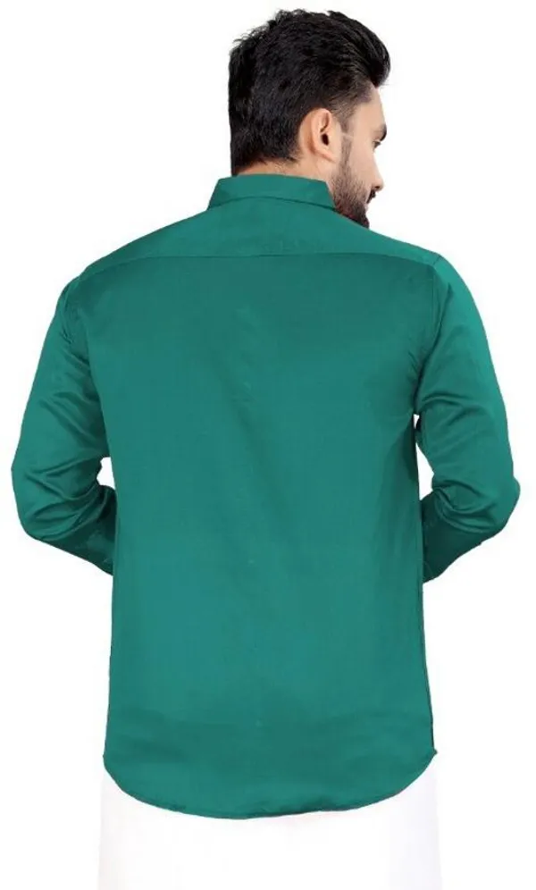 Green_Lycra_Blend_Solid_Full_Sleeve_Casual_Wear_Shirt