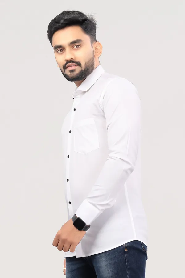 White_Pure_Cotton_Solid_Full_Sleeve_Casual_Wear_Shirt