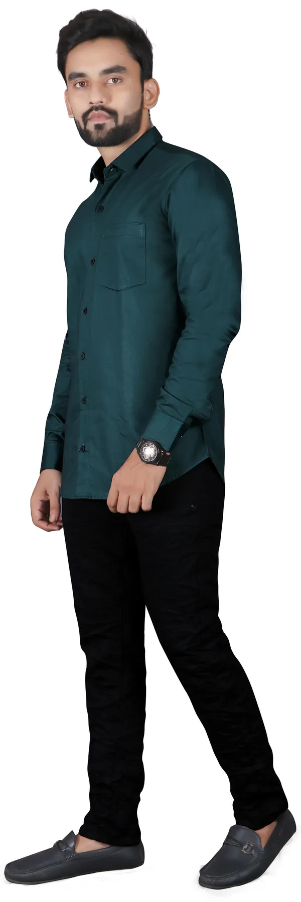 Green_Cotton_Blend_Solid_Full_Sleeve_Casual_Wear_Shirt