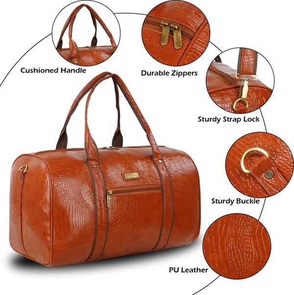 Leather_Duffle_Bag_|_PU_Leather_Croco_Textured_Airbags_Duffel_Bags_For_Travel_Small_Luggage_Handbag_Travelling_Bag