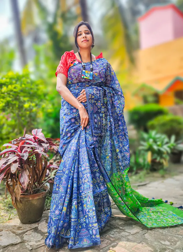 Blue_Printed_Bollywood_Pure_Silk_Saree