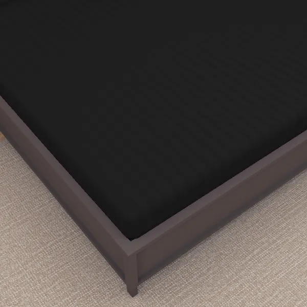 _100%_Cotton_220_TC_Italian_Stripes_Flat_King_Size_Bedsheet_With_2_Pillow_Cover_(108_x_108_Inch,_BLACK)