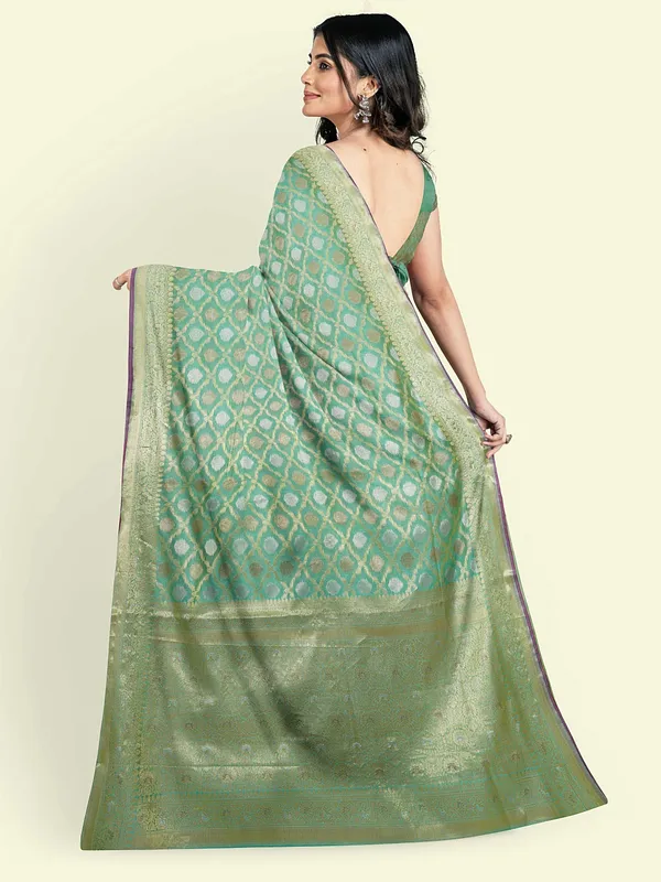 Sea_Green_Cotton_Silk_Banarasi_Sarees_For_Women