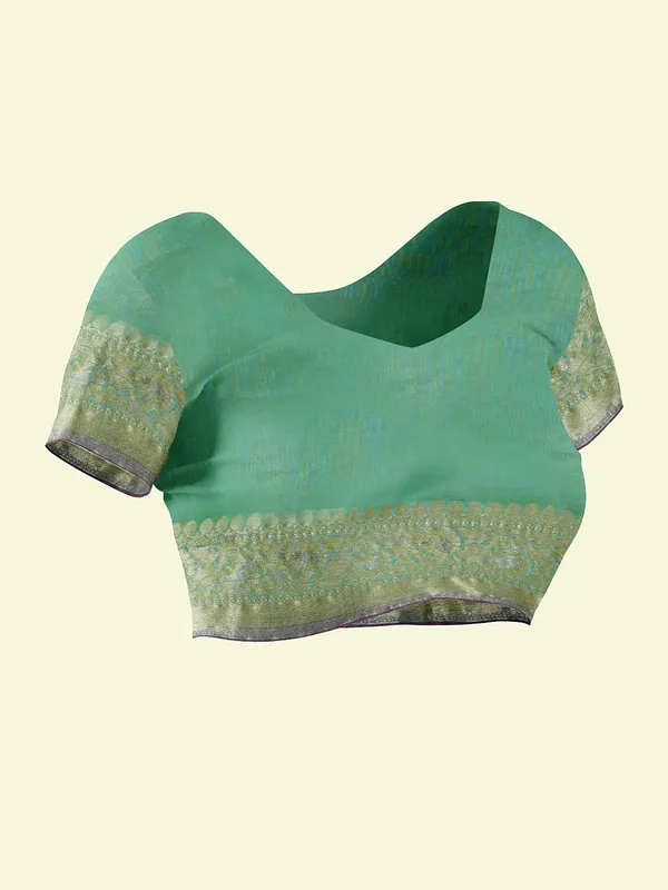 Sea_Green_Cotton_Silk_Banarasi_Sarees_For_Women