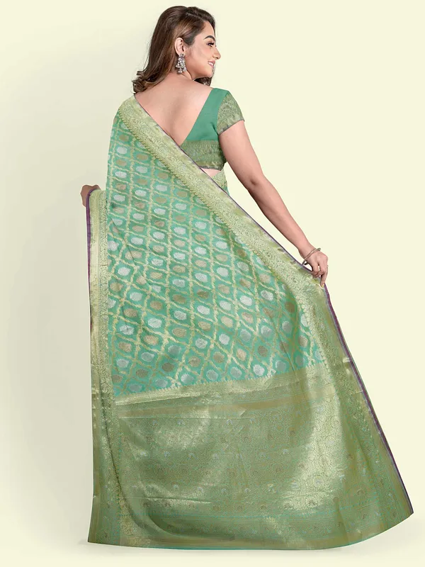 Sea_Green_Cotton_Silk_Banarasi_Sarees_For_Women