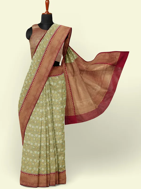 Off_White_Cotton_Blend_Banarasi_Sarees_For_Women
