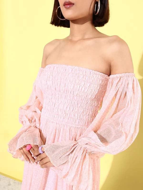 Pink_Chiffon_Fit_and_Flare_Dress_For_Women