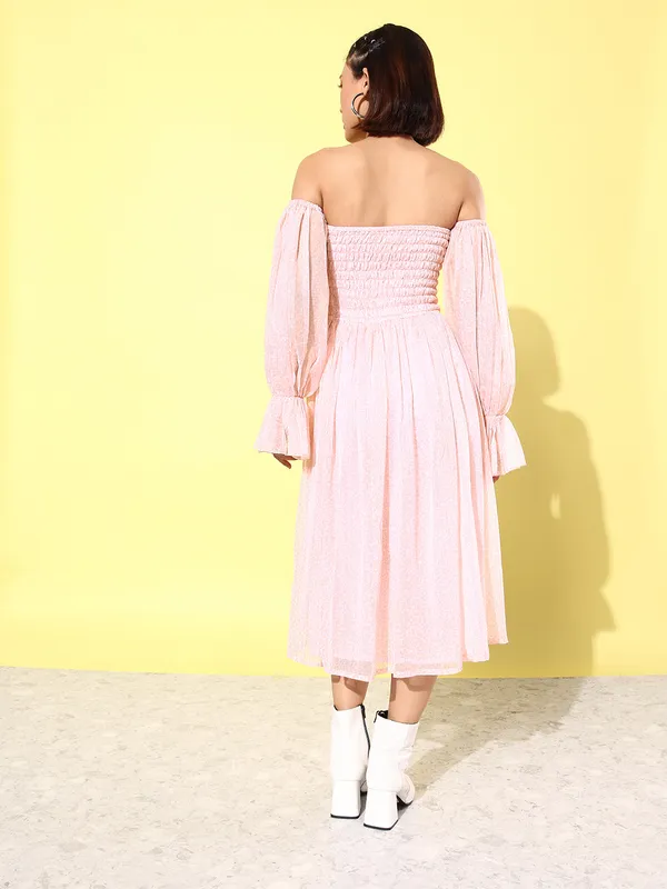 Pink_Chiffon_Fit_and_Flare_Dress_For_Women