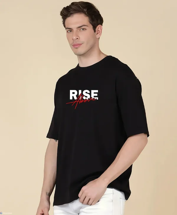 Black_Oversized_Printed_Half_Sleeve_Cotton_T-Shirt_For_Men