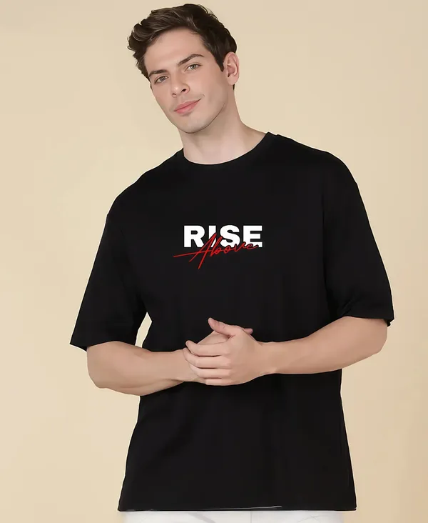 Black_Oversized_Printed_Half_Sleeve_Cotton_T-Shirt_For_Men