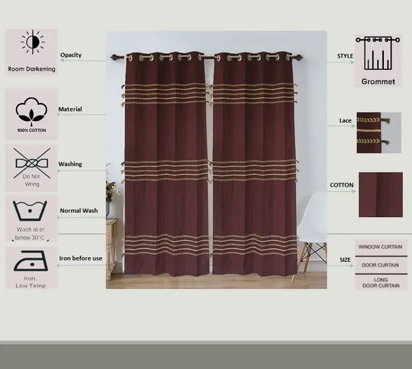 Pack_of_2_Cotton_Brown_Boho_Braids_Collection_Curtain_Set_for_Window_and_Door