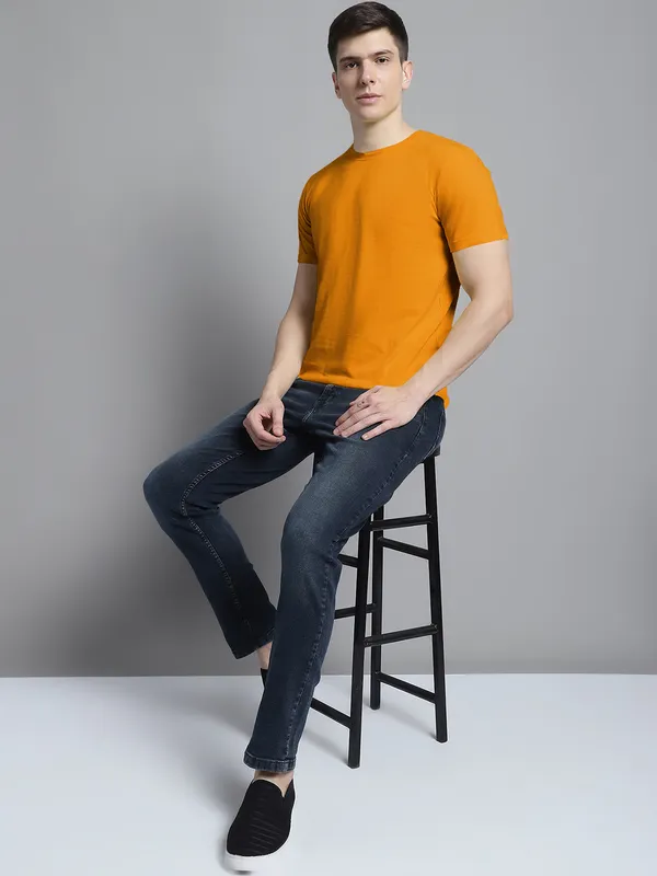 Pack_of_2_Red_&_Mustard_Cotton_Round_Neck_T-Shirt_For_Men