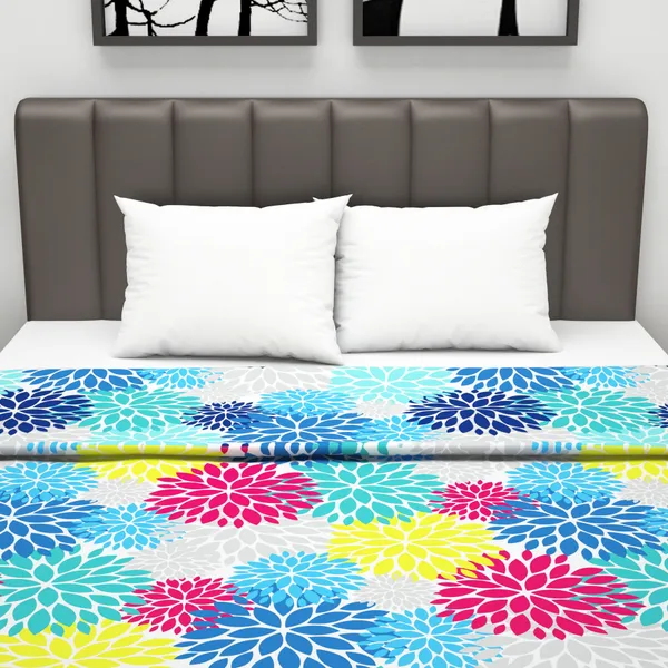 Floral_Double_Dohar_for_AC_Room_(Polyester,_Blue_and_Pink)