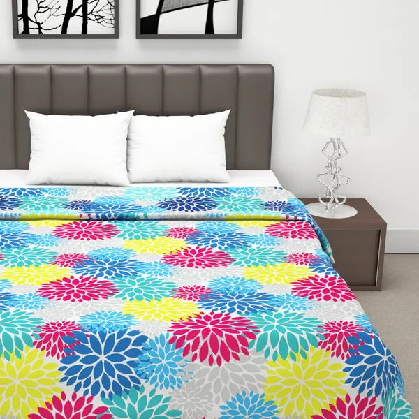 Floral_Double_Dohar_for_AC_Room_(Polyester,_Blue_and_Pink)