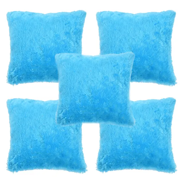 220TC_Luxury_Heavy_FURR_Decorative_Cushion_Cover_16_x_16_inch_-_Set_of_5_-_Sky_Blue