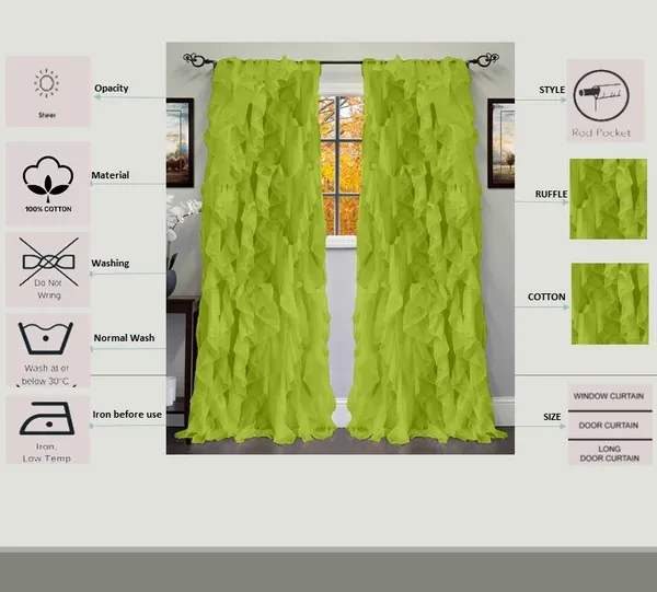 Pack_of_2_Cotton_Green_Vertical_Ruffel_Sheer_Rod_Pocket_Curtain_Set_for_Window_and_Door