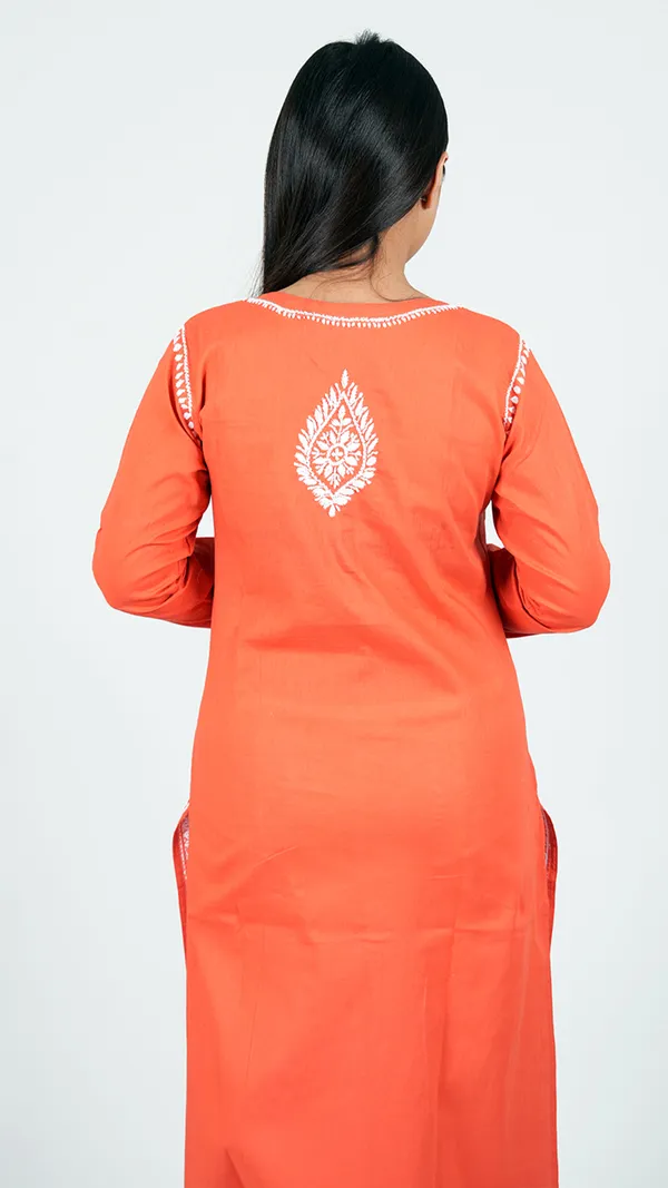 Rust_Cotton_Casual_Long_Kurti_For_Women