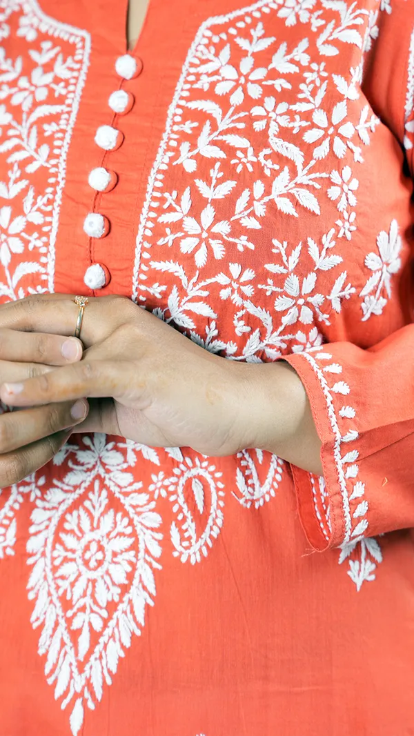 Rust_Cotton_Casual_Long_Kurti_For_Women