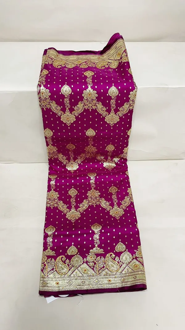 Humairah_Presents_Purple_Stone_Work_Golden_Zari_Zig-Zag_Stripe_Booti_Jaal_with_Floral_Heavy_Pallu_Zari_Border_with_Purple_Blouse_Banarasi_Saree_JA45_HW