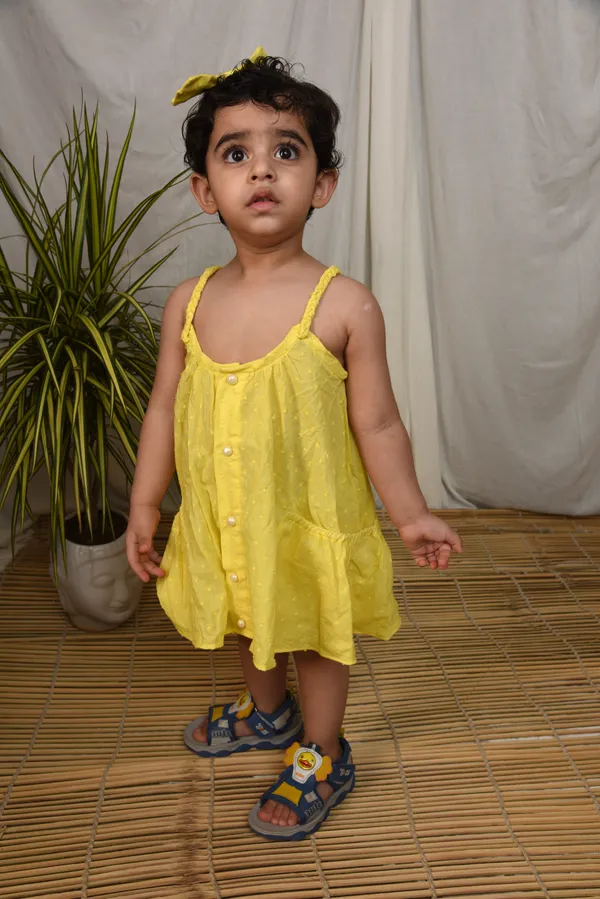 Yellow_Dress_For_Girls_|_Solid_Buttoned_Up_Cotton