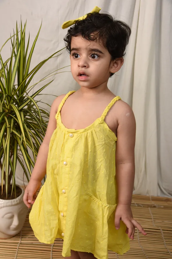 Yellow_Dress_For_Girls_|_Solid_Buttoned_Up_Cotton