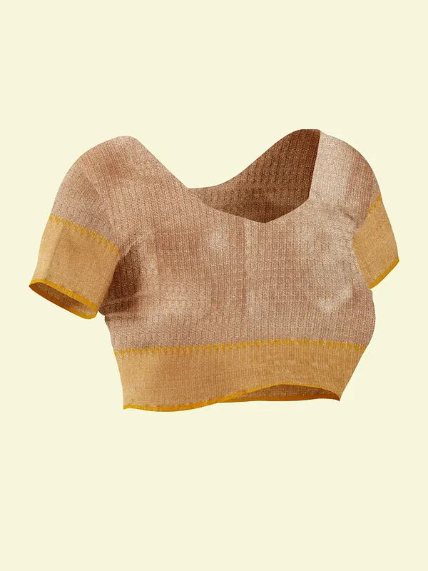 Peach_Cotton_Blend_Banarasi_Sarees_For_Women
