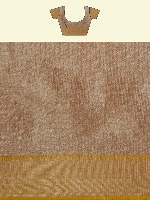Peach_Cotton_Blend_Banarasi_Sarees_For_Women