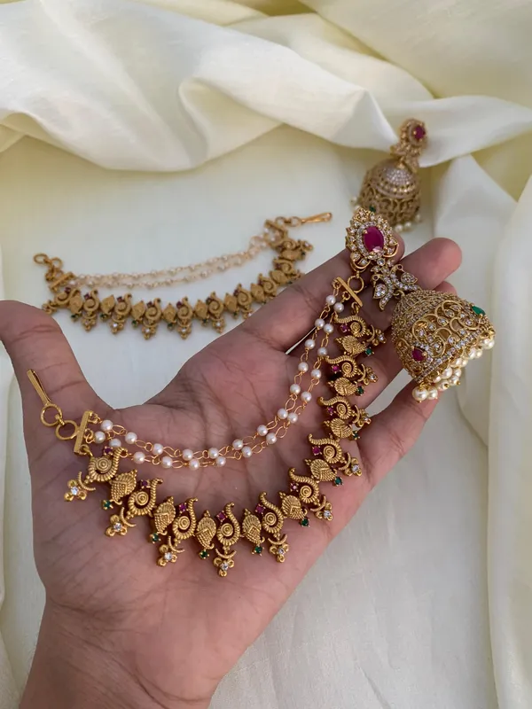 Peacock_design_matte_finish_Mattel_with_Jhumka