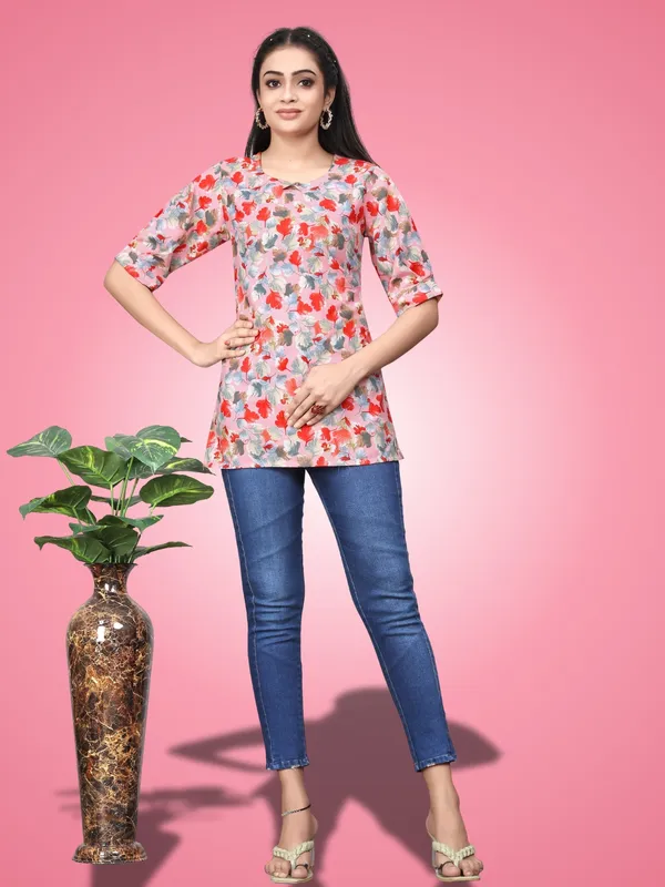 Pink_Crepe_Floral_Canada_Regular_&_Office_Wear_Tops
