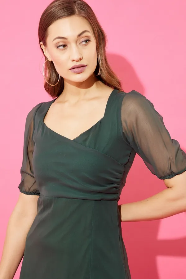Green_Georgette_A-line_Dress_For_Women