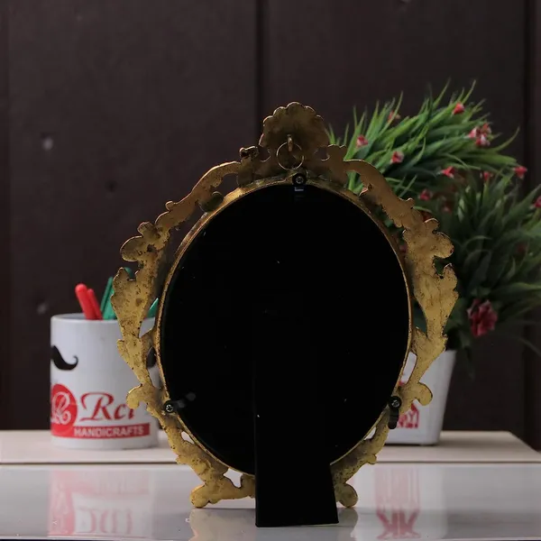 _Table_Mirror_Gold_Plated_for_Gift_Love_one_Festival_Gift_Perfect_for_Birthday,_Anniversary_Wedding_(Floor_Mount,_Oval,_Framed)
