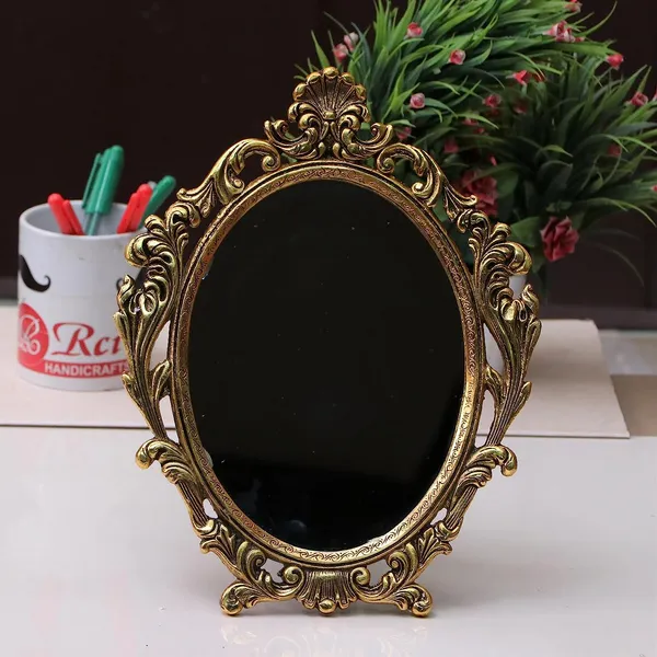 _Table_Mirror_Gold_Plated_for_Gift_Love_one_Festival_Gift_Perfect_for_Birthday,_Anniversary_Wedding_(Floor_Mount,_Oval,_Framed)