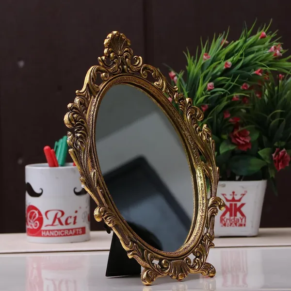 _Table_Mirror_Gold_Plated_for_Gift_Love_one_Festival_Gift_Perfect_for_Birthday,_Anniversary_Wedding_(Floor_Mount,_Oval,_Framed)