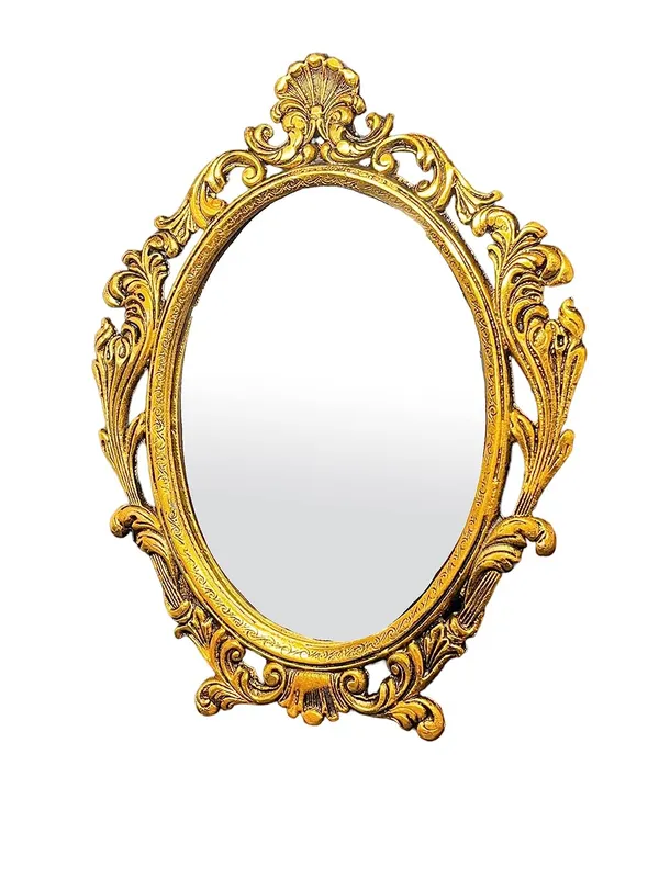 _Table_Mirror_Gold_Plated_for_Gift_Love_one_Festival_Gift_Perfect_for_Birthday,_Anniversary_Wedding_(Floor_Mount,_Oval,_Framed)