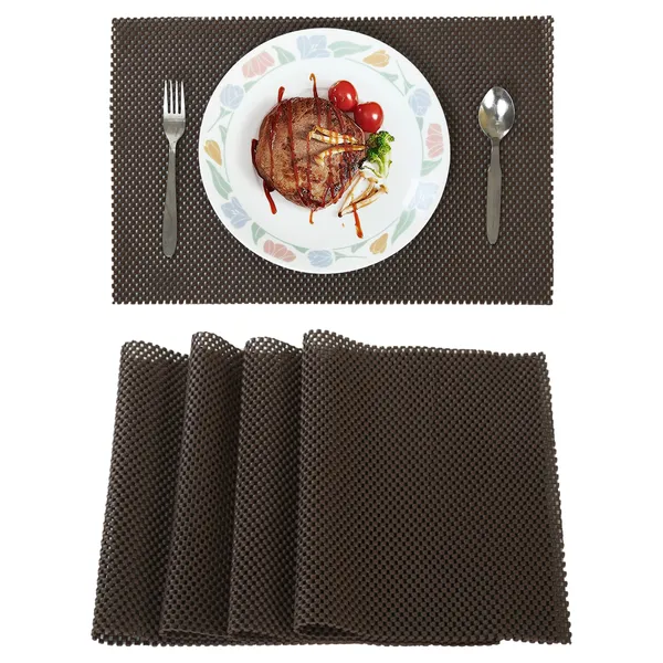 Homerz_Premium_Set_of_6_Table_Mat_for_Dining_Table,_45_x_30_cm,_Washable_and_Anti_Skid,_Soft_and_Durable_(Brown)