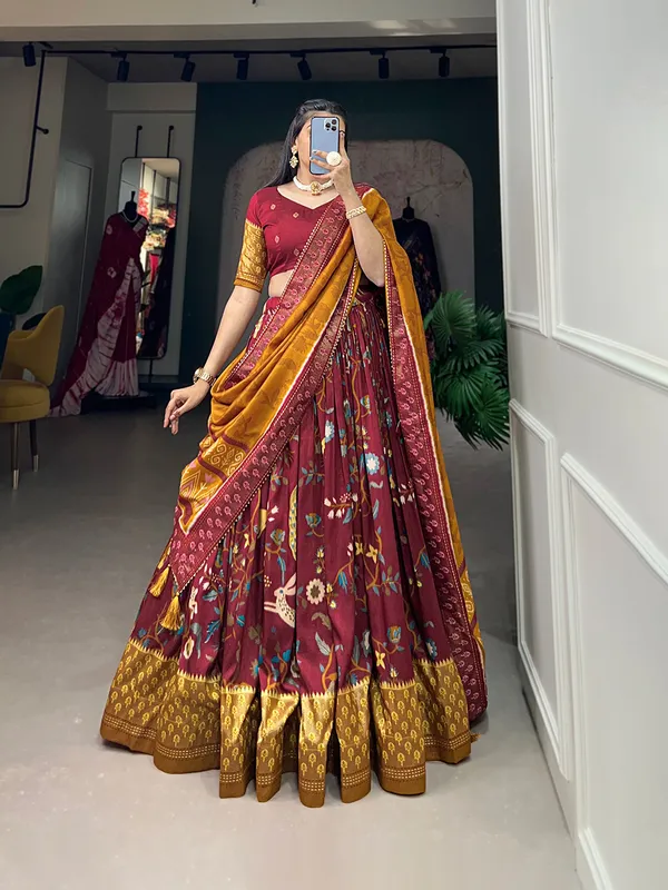 Maroon_Premium_&_Elegant_Dola_Silk_Lehenga_Choli_For_Women