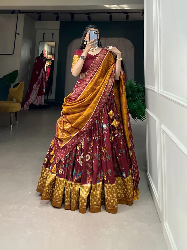 Maroon_Premium_&_Elegant_Dola_Silk_Lehenga_Choli_For_Women