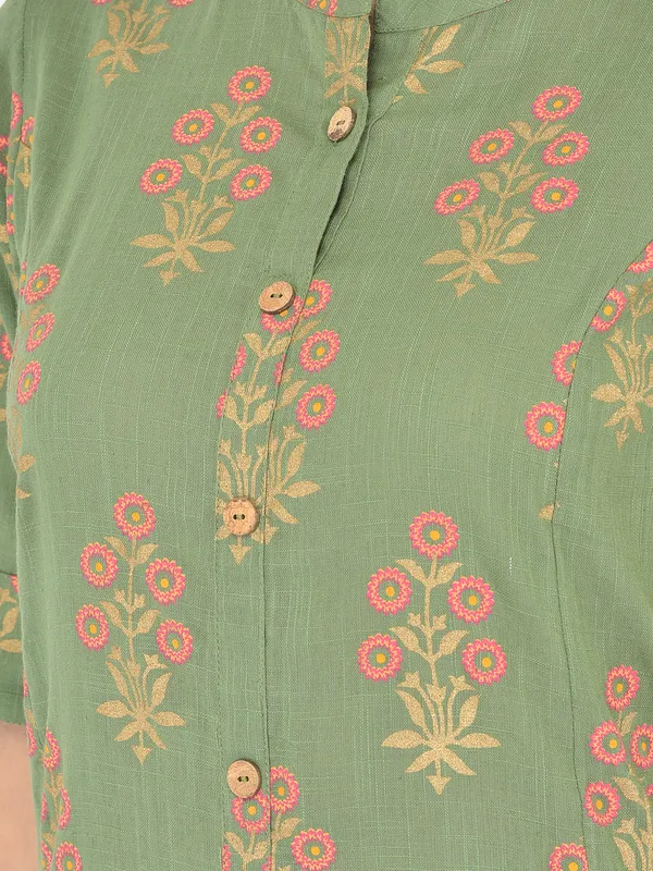 Green_Cotton_Floral_Printed_A-line_Kurta