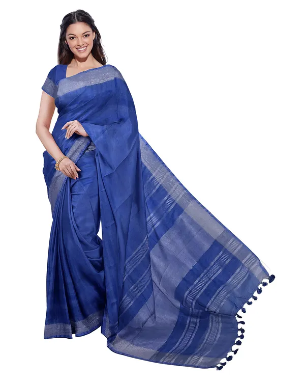 Cobalt_Blue_&_Mint_Green_women's_Bhagalpuri_Handloom_Cotton-Linen_Blend_Saree_With_Running_Unstiched_Blouse_Piece