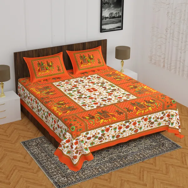 Jaipuri_Prints_Cotton_Double_Bedsheet_(Orange)
