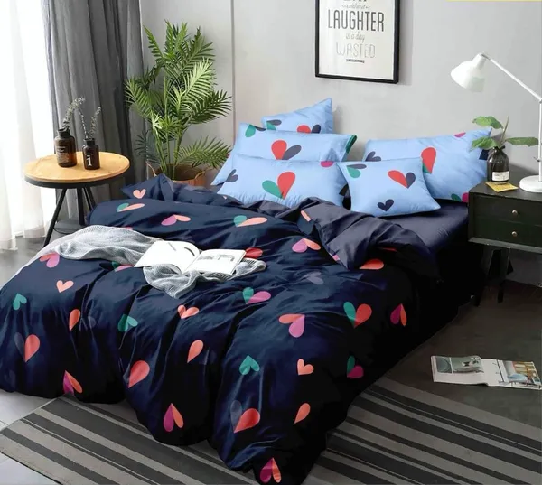 220TC_Microfiber_Supersoft_Cotton_Queen_Size_Flat_Bedsheet_Set,_90_x_100_Inches,_Blue_Hearts_-_Set_of_1_Flat_Bedsheet_with_2_Pillow_Covers?
