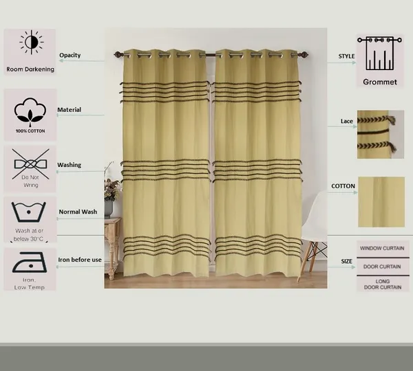 Pack_of_2_Cotton_Beige_Boho_Braids_Collection_Curtain_Set_for_Window_and_Door