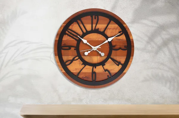LASER_CUT_WOODEN_WALL_CLOCK_IVORY_BROWN_BLACK_15_INCH_ROUND_PSM_1119